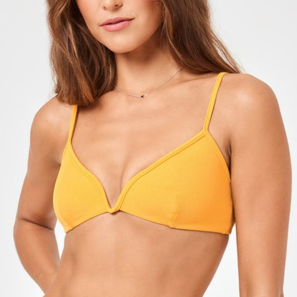 l*space Other - L*Space Yellow Ribbed Helena Bikini Top NWT Size Small